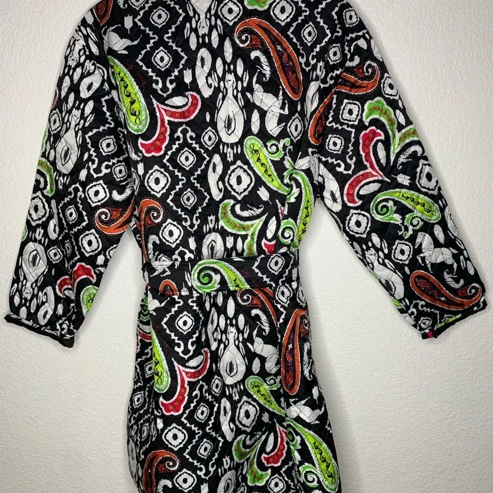 Emily Lovelock jacket quilted long women’s sz 10 vibrant Paisley
